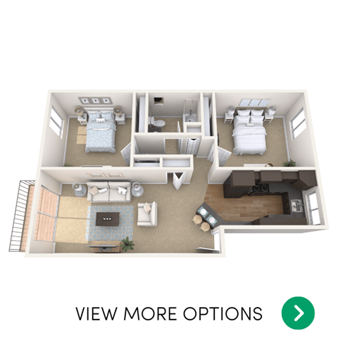 Floor plan for 2 beds, 1 bath, 850 sqft
